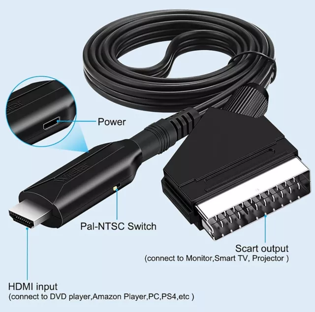 Convertisseur HDMI vers Péritel SCART, Câble haut de gamme Audio vidéo PAL/NTSC 3