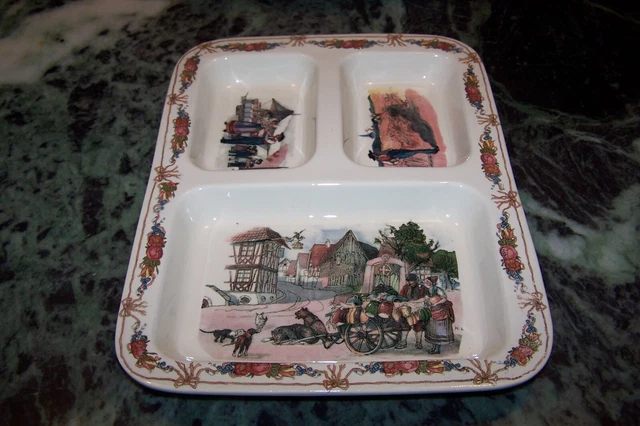 Ancien Plat à Compartiments Obernai Faïencerie de Sarreguemines