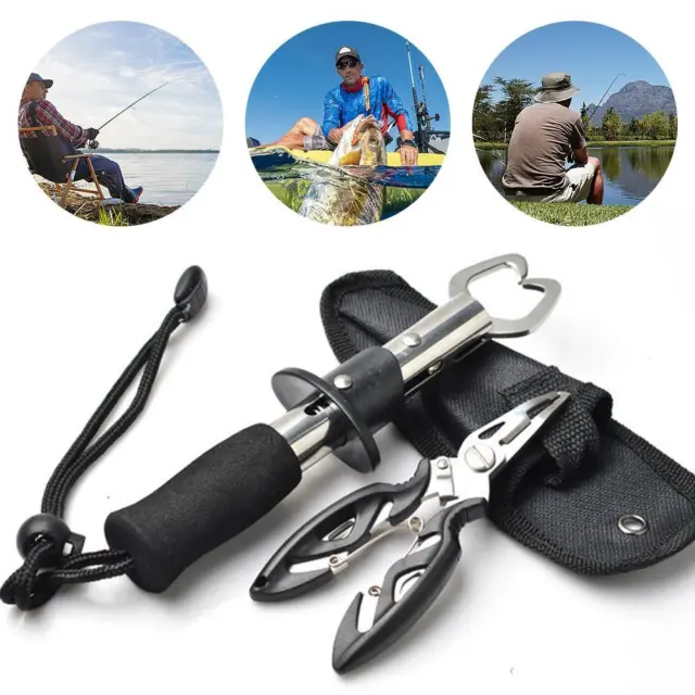 Fishing Pliers Stainless Steel Hook Remover Fish Lip Tackle Gripper Holder I0Q6