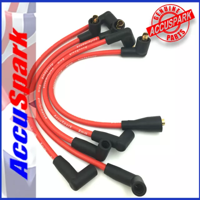 Genuine AccuSpark RED  8mm Silicon High Performance HT Leads Suitable for MGB's