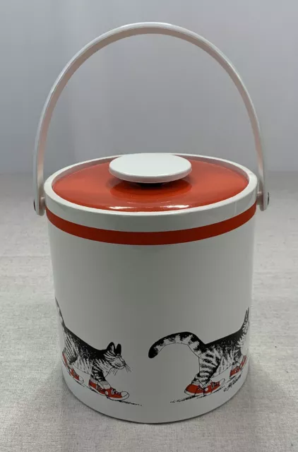 Vintage BK Wilson Cat In Red Sneakers Ice Bucket Barware By Sigma Tastesetter