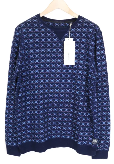 SCOTCH & SODA Ams Blauw Men Sweatshirt L Blue Pure Cotton Patterned Pullover