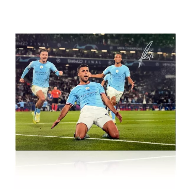 Rodri Signed Manchester City Football Photo: Champions League Goal