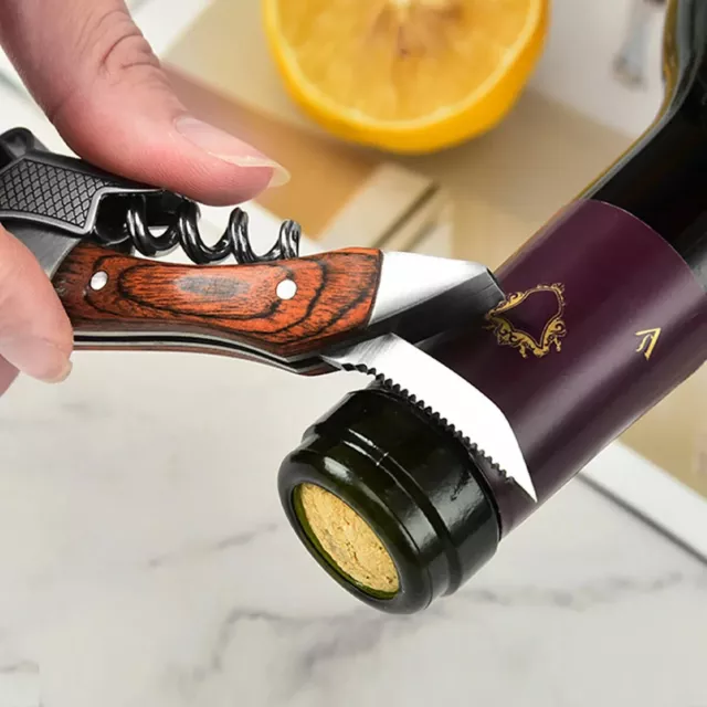 Professional Beer and Wine Bottle opener Stainless Steel and Rosewood