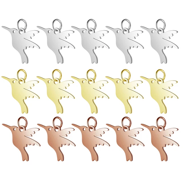 15 Pcs Tierische Abstandsperlen Kolibri-Anhänger Handschmuck Metall