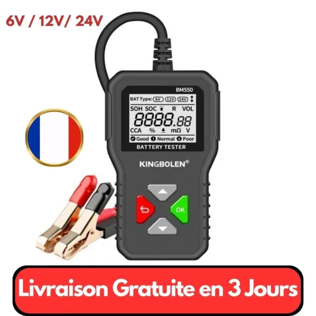 Testeur Batterie Voiture Auto Moto 6V 12V 24V  Test Analyse Numérique de Charge