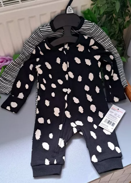 Baby Boy Girl Unisex 0-3 Months BNWT F&F Supersoft Footless Sleepsuit Set