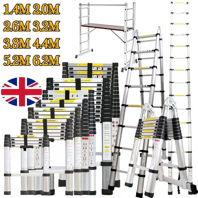 1.4-6.2M HEAVY DUTY Multi-Purpose Telescopic Folding Steps Ladder ...