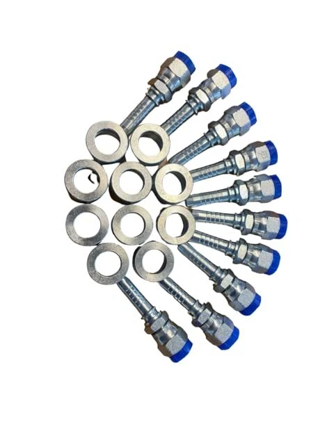 2 Piece 1/4" Hose X 1/4" JIC Crimp Fitting, 10 Pack of Fittings
