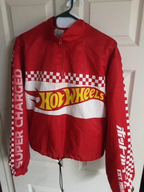 Hot Wheels Super Charged Red Windbreaker Jacket Youth Size Large EUC
