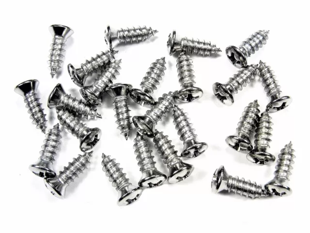 Ford Chrome Trim Screws- #8 x 1/2" Phillips Oval Head- #6 Head- 25 screws- #278