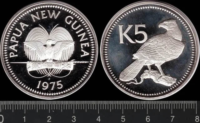 Papua New Guinea: 1975 5 Kina silver K5  27.6g