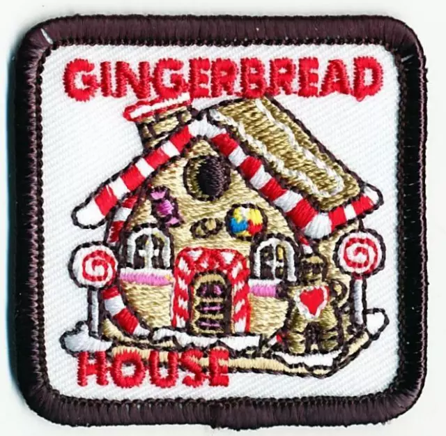 Girl Boy Cub GINGERBREAD HOUSE WHITE Fun Patches Crests Badge SCOUT GUIDE making