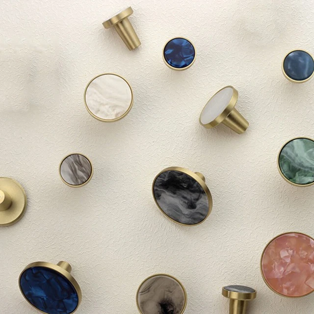 Marble Cabinet Knob Brass Handle Door Cupboard Drawer Pull Furniture Hardware