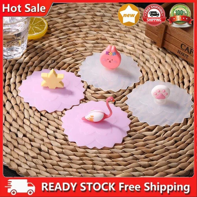 Coperchio tazza in silicone ciliegio trasparente cartone animato resistente al calore antipolvere riutilizzo