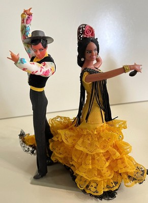 Marin Chiclana Dolls 8" Spanish Flamingo Flamenco Dancers 1960´s Made In Spain