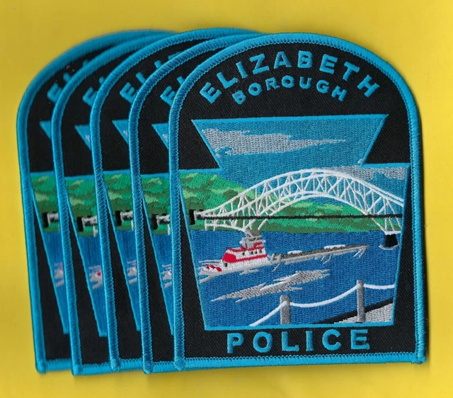 ELIZABETH BOROUGH POLICE Dept Embroidered Patches Set Of 5