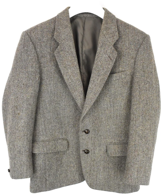 Harris Tweed Giacca Uomo ~ Medio Monopetto Lana con Motivo 2 Bottoni