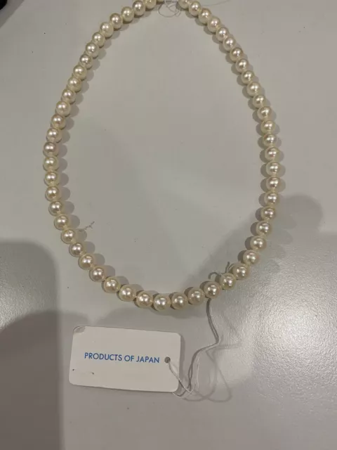 AB1, A String of Genuine Akoya Japanese Cultured Pearls 7.00 x 7.50 mm 16” Long