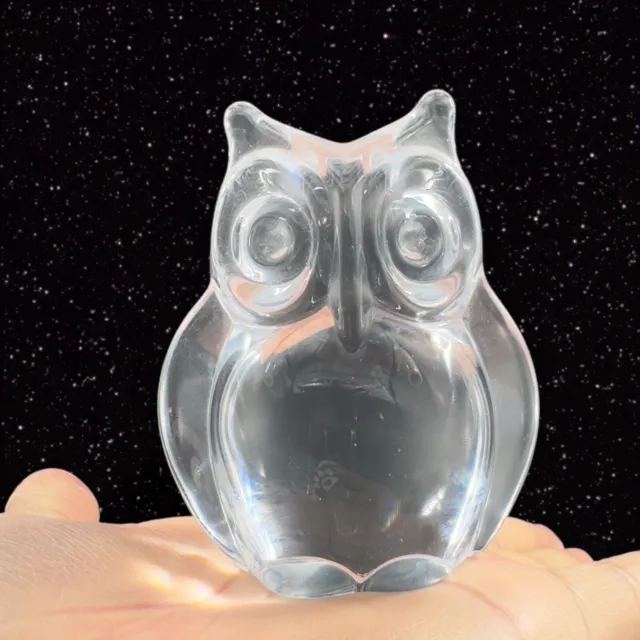 Daum France Crystal Minos Owl Paperweight Figurine Vintage French Glass Crystal