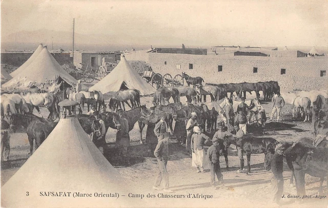 CPA MAROC SAFSAFAT CAMP DES CHASSEURS D'AFRIQUE (cliché pas courant