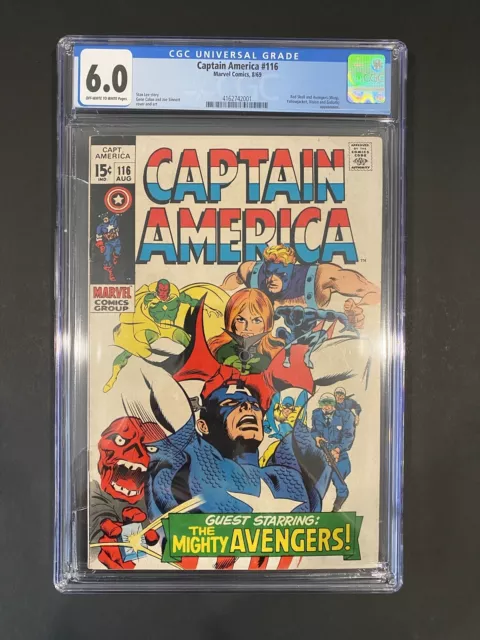 Captain America # 116 CGC Graded 6.0 1969 Guest Starring The Mighty Avengers