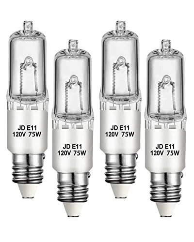 4 Pack JDE11 Bulb,120V 75W Halogen Candelabra Bulbs,T4 Mini Base JD E11 Bulb