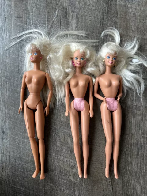 Vintage Barbies 1980s-1990s 3 Lot Nude OOAK Blonde Hair Blue Eyes