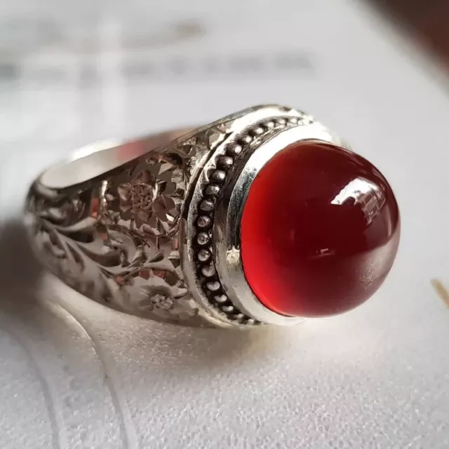 OLD Real Aqeeq Ring Dark Brown Liver Color Aqeeq ring agate ring Mens gift rings