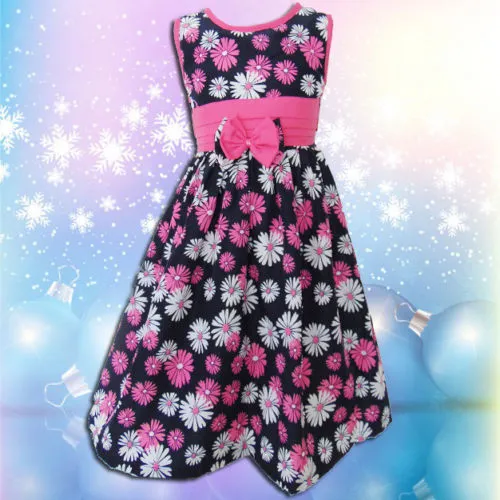 Nwt Girls Kids Fashion Cute Flowers Princess Pink Floral Children Dress Size 2