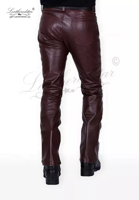Pantalon style 501 en cuir rouge femme