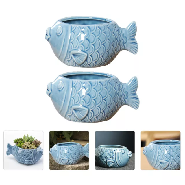 2 Pcs Gekritzel-Fisch-Blumentopf Mini-Vase Haushalt Zimmerpflanzen