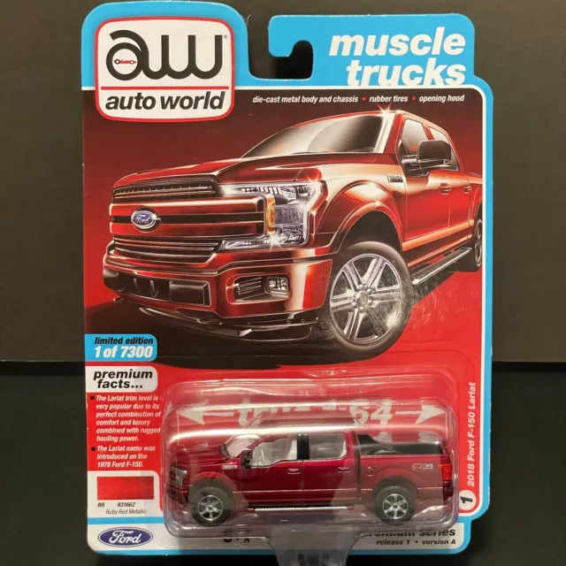 AUTO WORLD ULTRA RED CHASE Muscle Trucks 2018 Ford F150 Lariat