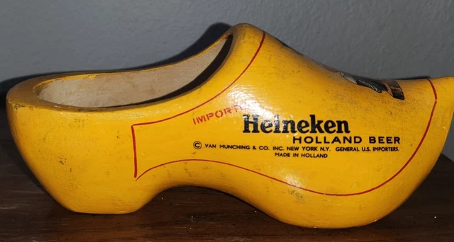 Heineken Beer Wooden Shoe, Dutch Wood Clog Made In Holland - Vintage Advertising