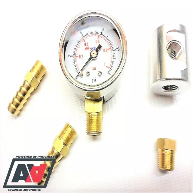 Fuel Pressure Gauge & 8mm Hose Aluminium Test Kit Carburettor Low Pressure ADV