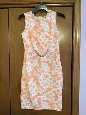Kate and Lily Sheath Dress Women's Sz 4 - Peach / Floral - Lace Pattern