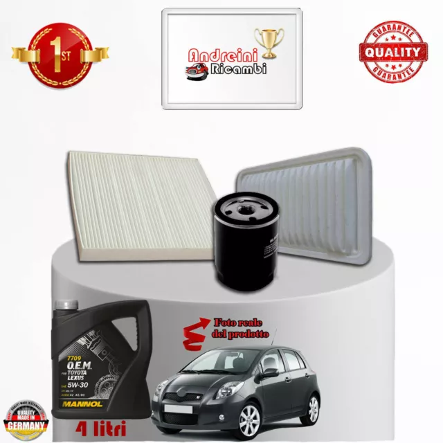 Kit Tagliando Filtri + Olio Per Toyota Yaris Ii 1.0 12V 51Kw 69Cv 2006 - 2011