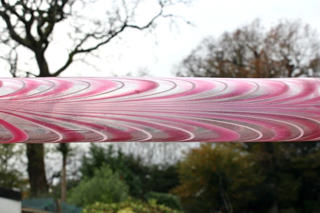 ANTIQUE VINTAGE c1860s VICTORIAN CRANBERRY & CLEAR NAILSEA GLASS ROLLING PIN