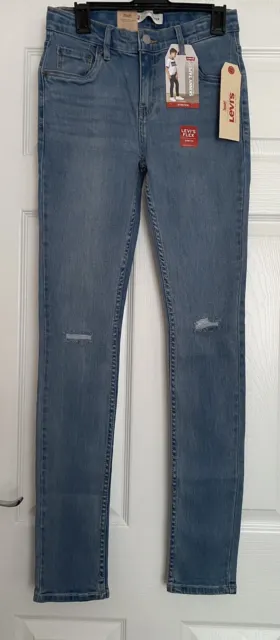 LEVIS Jeans Skinny Taper Fit Blue Distressed Jeans Age 16 Years Unisex Teen NEW!