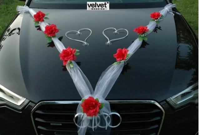 White Wedding Car Decoration Kit Set Flower Deco FREE Door Ribbon Bows Fair