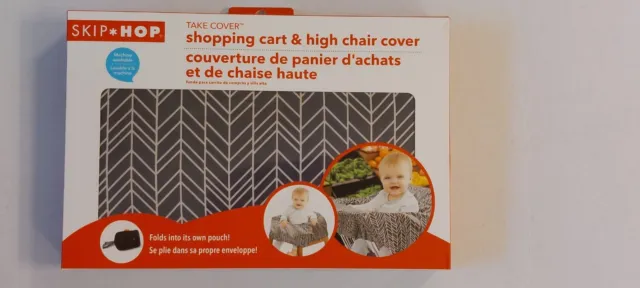⭐️Skip Hop Shopping Cart & High Chair Cover Gray Feather Chevron Take Cover NEW