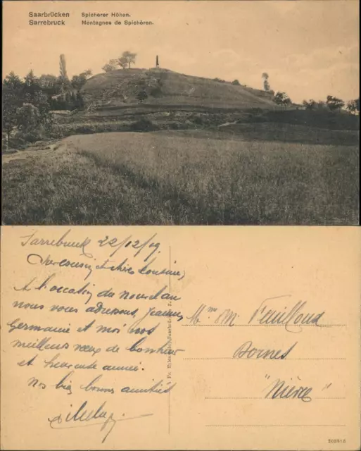 Saarbrücken Panorama a.d. Spicherer Höhen, Montagnes de Spichèren 1909
