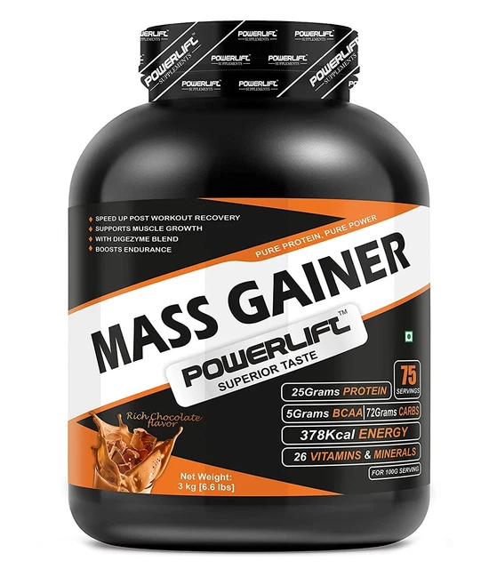 MUSCLE MASS GAINERS Protein Powder (3kg Rich Chocolate) Protein Muscles
