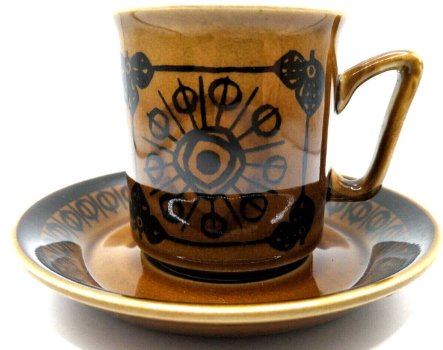 Stavangerflint Norway Sera Coffee Cup an Saucer Sturdy Mug  Art Deco 1970s