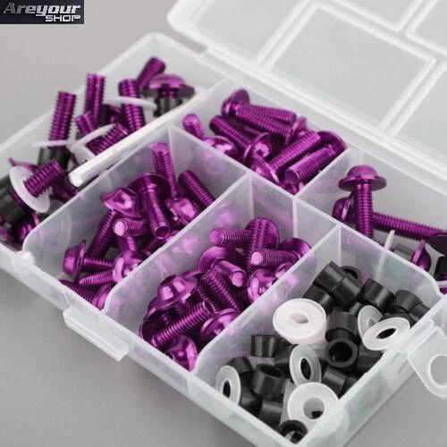 158x Motorbike Purple Fastener Clip Screw Kit Windscreen Fairing Bolt Universal_