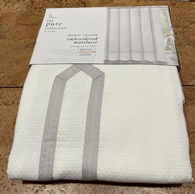 THE PURE COLLECTION by Indigo White Shower Curtain Textured 72” X 72