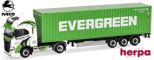 Modèle Réduit Herpa 1:87 - Iveco S-Way GNL Semi-remorque Porte-conteneurs Ancotrans/TRITON, Neuf