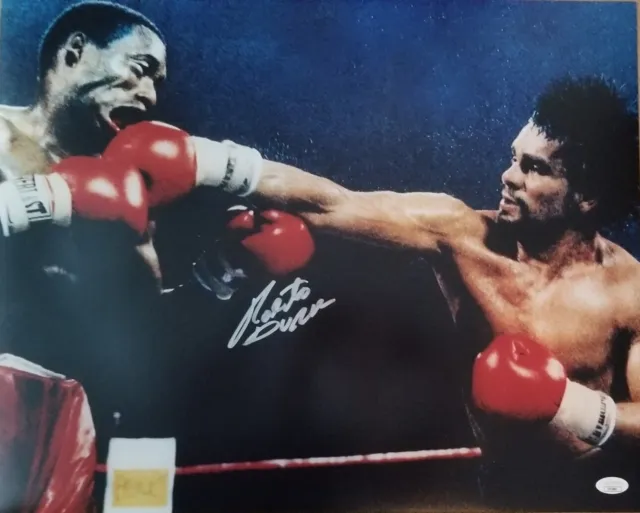 Roberto Duran signed 16x20 photo vs Davey Moore Hands of Stone Beckett coa