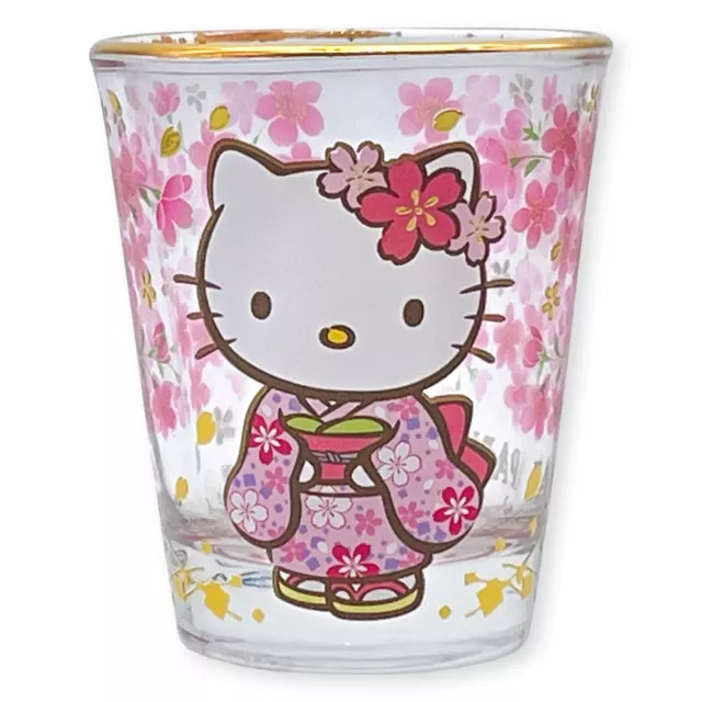 Sanrio Hello Kitty Mini Shot Glass Japanese Kimono Cherry Blossom H2.4 inch