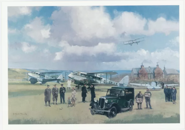Large Aviation Art Postcard "Air Road To The Isles" Dh Dragon Rapide 1937
